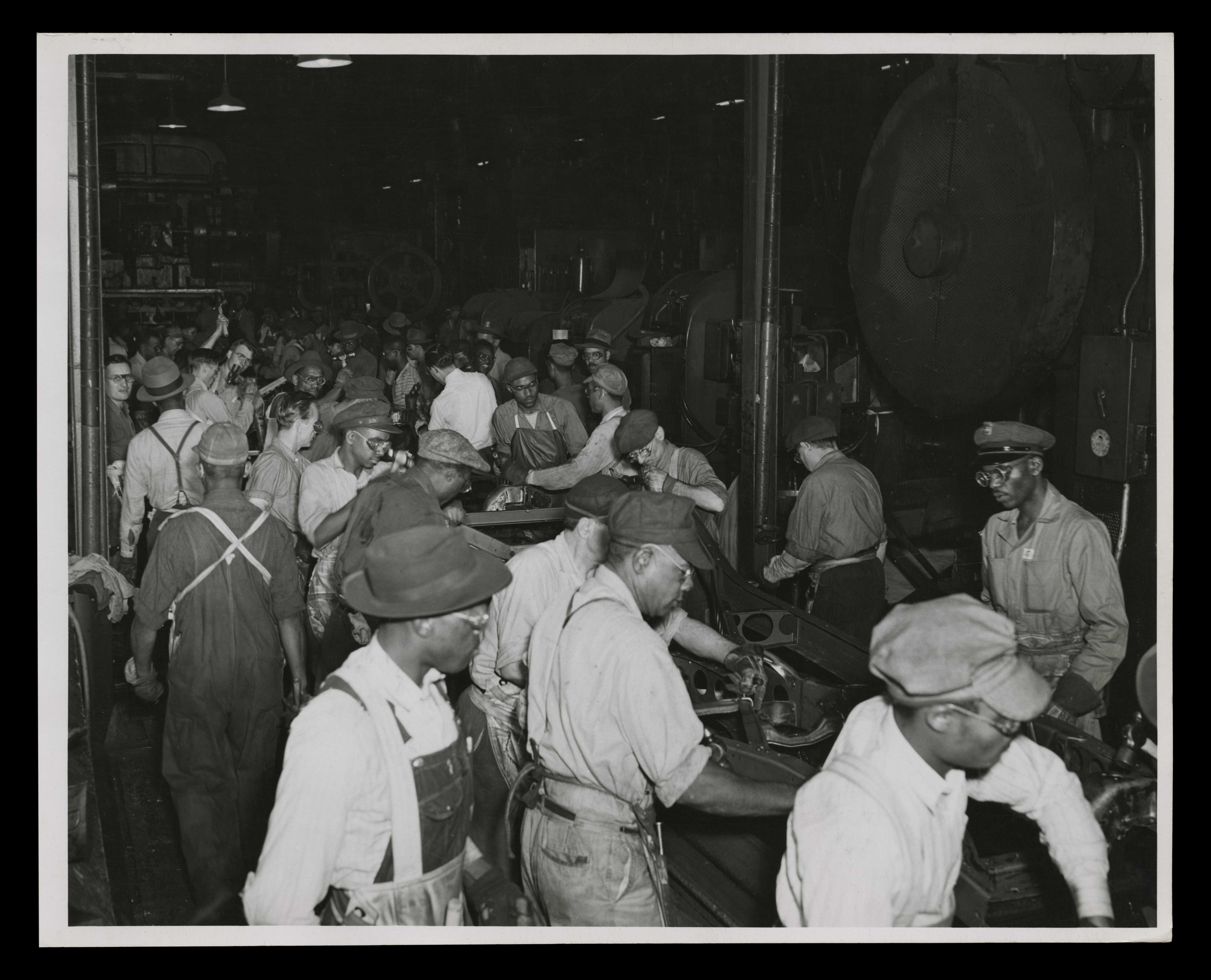 Workers at the Rouge Plant in the 1940s. Photo courtesy of the Collections of The Henry Ford.